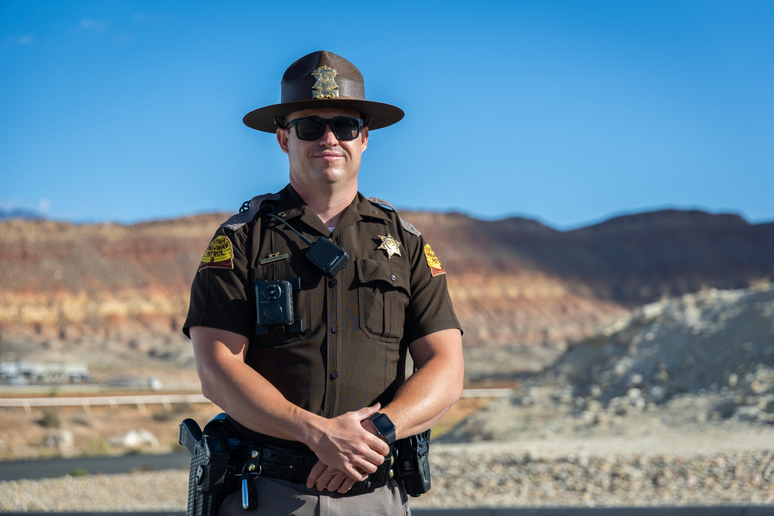 A line of UHP Troopers in uniform
